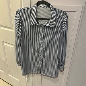 Zeagoo Navy and White Striped Shirt